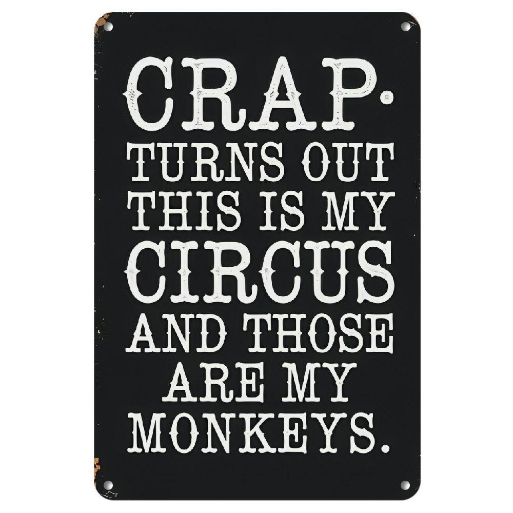 TEMU Metal Tin Sign - ' Turns Out Circus And Are My Monkeys' - Retro Wall Decor For Mom, Mother’s Day, Birthday, Or Christmas Gift - Black Aluminum