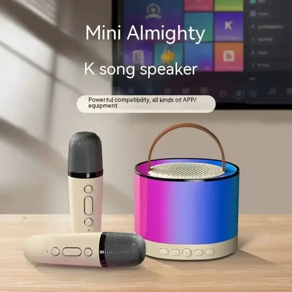 K52 wireless Bluetooth ser with 2 microphones RGB portable music player karaoke machine suitable for children family gifts 241019