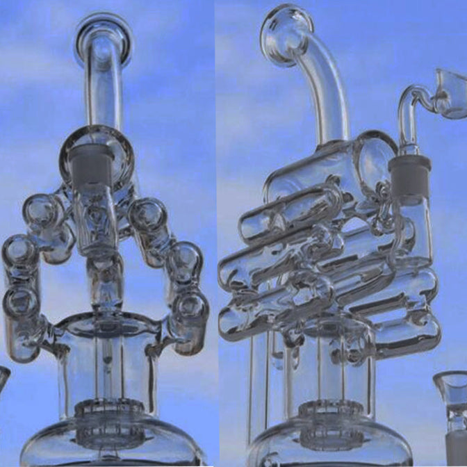 Glass Water Bongs Recycler Dab Rigs hookahs Percolator Bong Smoking Glasses Water Pipes Bubbler Matrix Perc 14mm joint