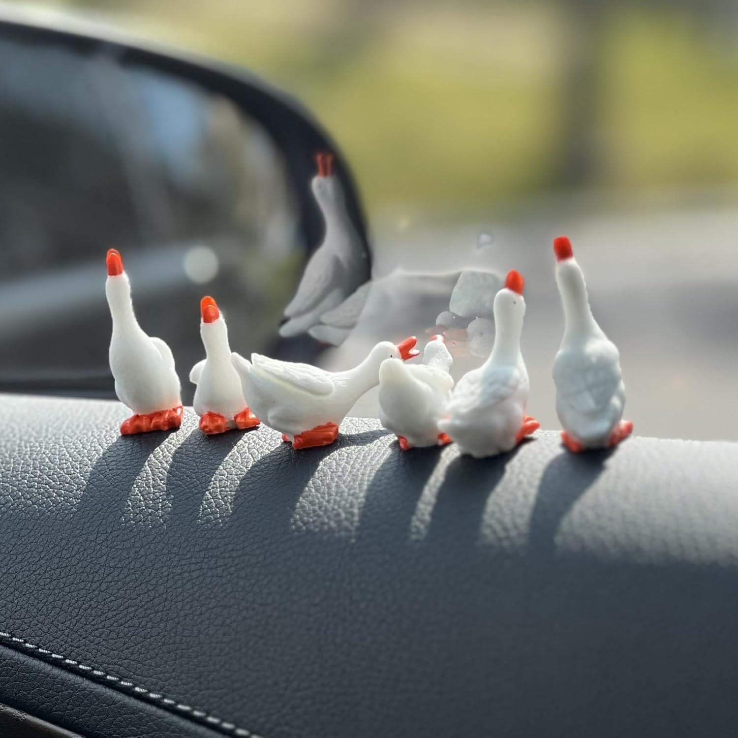 TEMU Set Of 6 Fun Goose Car Dashboard Accessories, Cute Car Rearview Mirror Ornaments Kawaii Car Interior Accessories Office Home Decor Gifts Women