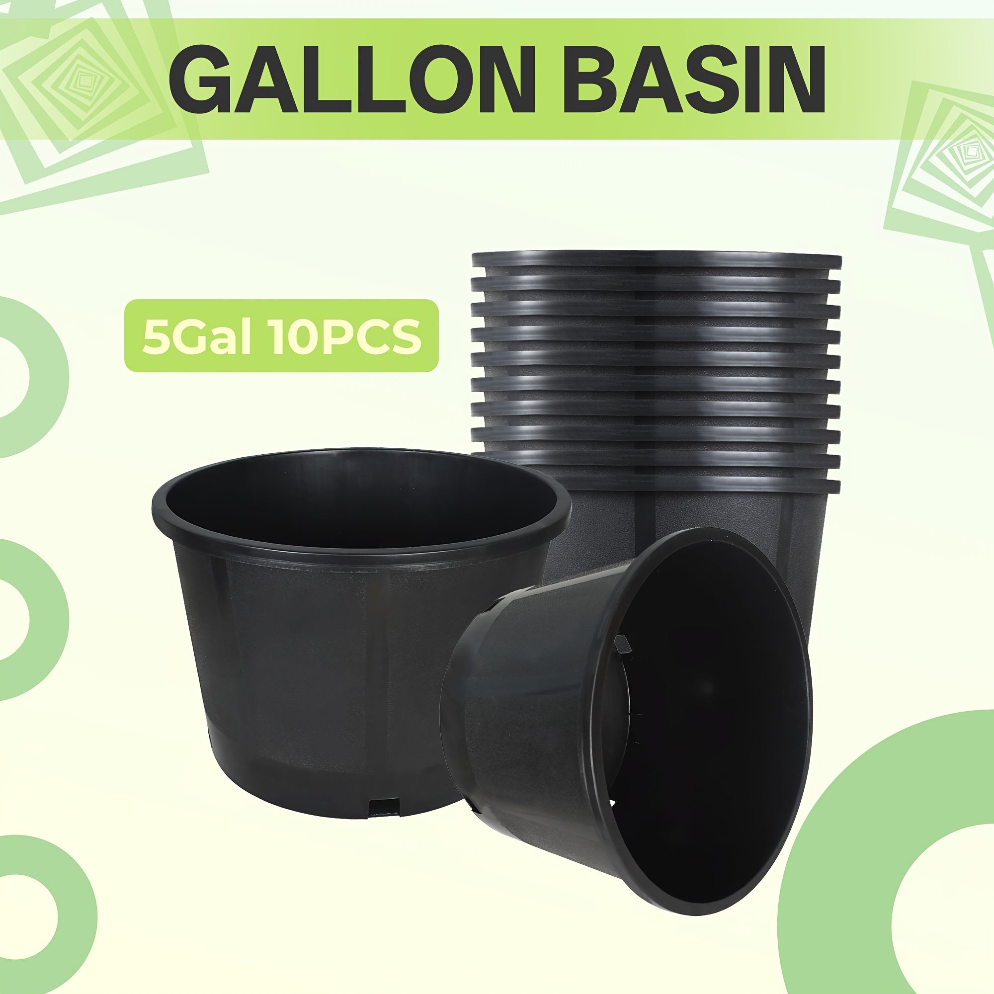 TEMU 10 Pack 5 Gallon Squat Round Nursery Pots - Durable Polypropylene Lightweight Planters With Vertical , Indoor-outdoor Use For Flowers,