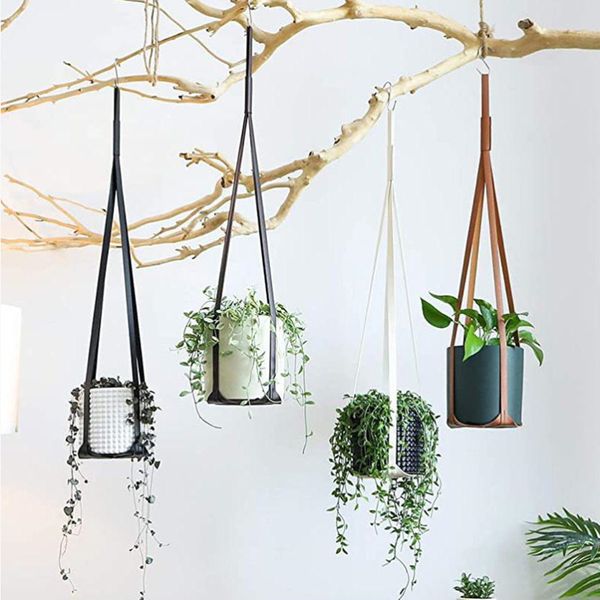 Garden Supplies Other 30 Inch Leather Plant Hangers Hanging Planter Flower Pot Holder Home Decor For Indoor