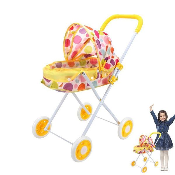 Tools Workshop Doll Stroller Realistic Baby Stroller For Dolls Foldable Baby Doll Accessories Family Trolley Toy With Big Strong Wheels Brig