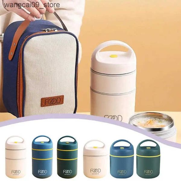 Health Pots Stackable Thermal Containers Stainless Steel Leak-Proof Lunch Storage Box 2-Tier Vacuum Insulated Thermos Hot Food Soup Bowl Jar