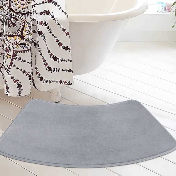Bath Mats 1pc Curved Bath Mat Bathroom Floor Mat Solid soft Carpet Non-slip Shower Rug quick dry Absorbent Foot Mat Toilet Curved Bath Mat