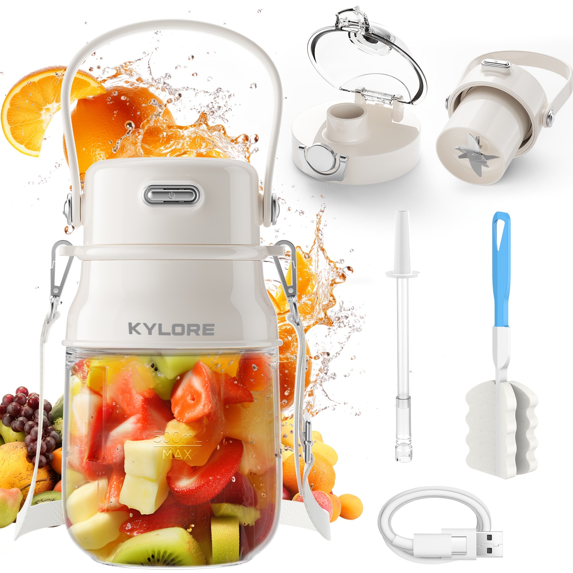 TEMU Portable Usb- With 27oz Cup - Usb-c Rechargeable Mini Juicer & Smoothie Maker, & Dishwasher Safe Parts