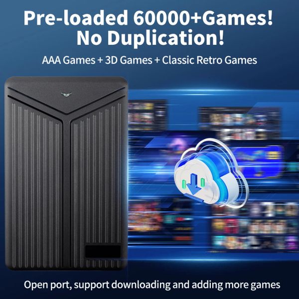 Hyper Base Mix 5T Gaming Hard Drive Disk with 60000+Games for PS4-PS3-PS2-Game Cube-SS-WII-Wiiu-N64-DC-MAME Plug&Play for WIN PC