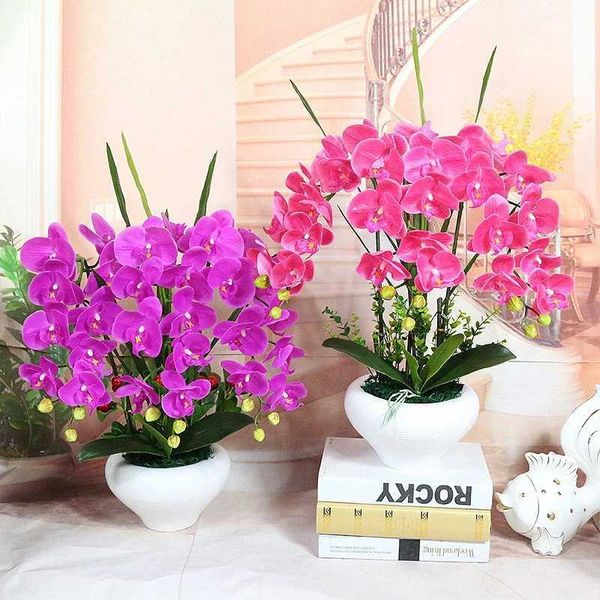 90cm Big Artificial Orchids PU Real Touch Hand Set Artificial Glass Large Artificial wer Arrangement No Vase Home DecorationT250111
