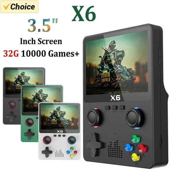X6 Game Console Retro Video Game Console 3.5-4 IPS Screen Portable Handheld Game Player 10000+ Classic Games Children Gifts Y240808