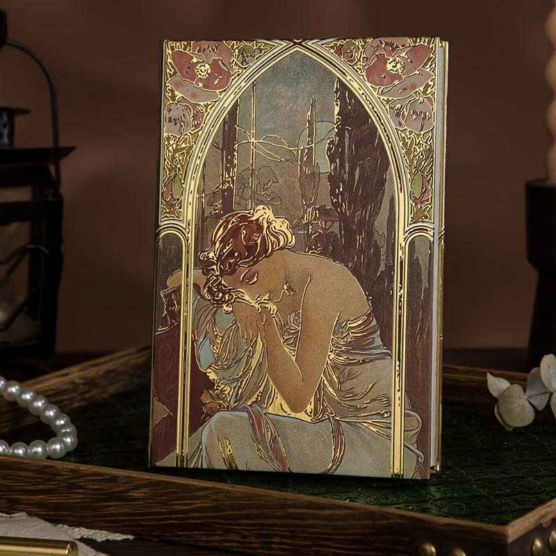 TEMU Women's Gold-plated Hardcover Notebook 256 Pages Full Exquisite Notebook Zodiac Signs , Fantasy Theme