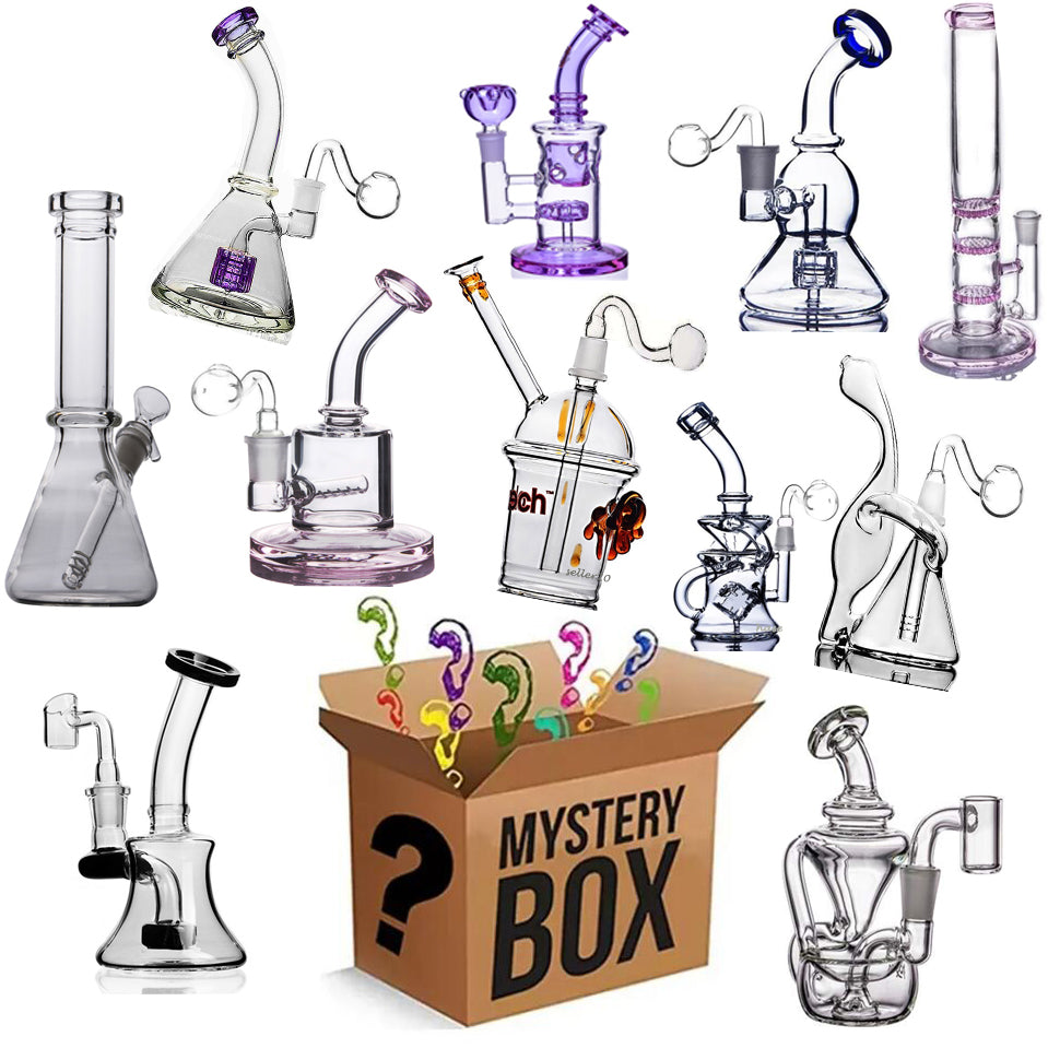 Mystery Box Glass Bongs Smoking Water Pipes hookahs Dab Rigs Bubbler Thick Glass Water Bongs Arm tree Perc