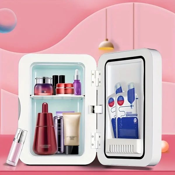 Mini Fridge, 8Liter AC-DC Small Refrigerator, Portable Thermometric Cooler And Warmer Freezer Skincare Fridge For Foods,Beverage,Medications