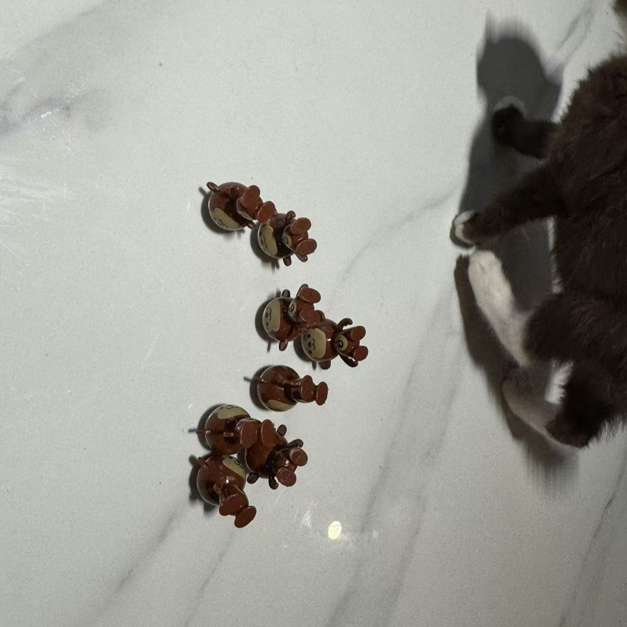 TEMU Interactive Cat Toy - Monkey Design With Animal Print, Durable Plastic No-fall Motion, Accents - Endless Spinning & Rolling Fun For Kittens &