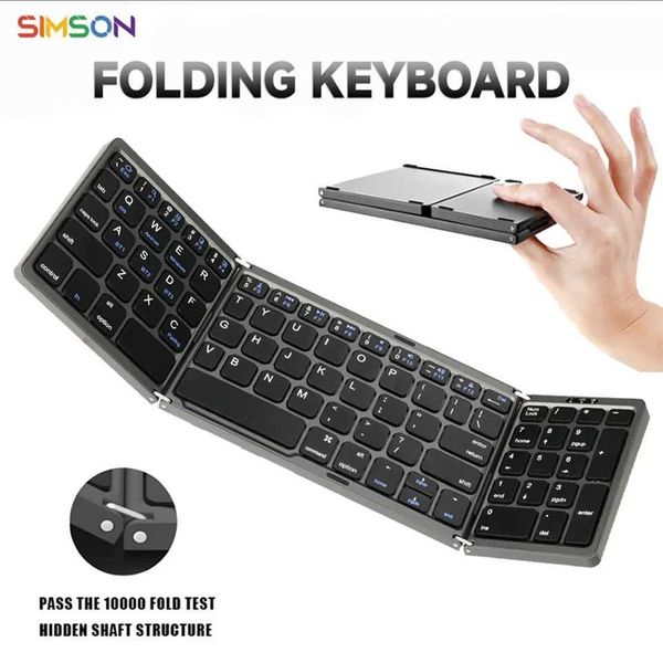 Keyboards Triple folding wireless keyboard Multi-Device keyboard bluetooth numeric keypad rechargeable for Multi-language IOS Android z24112