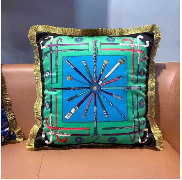 2025 Luxury Velvet Fabric Tassel Sofa Cushion Cover Pillow Cover Embroidered Horse Design High Quality Home Decor pillowcase