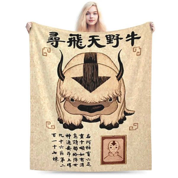 Avatar The Last Airbender Lost Appa Poster Blankets Soft Warm Flannel Throw Blanket Plush for Bed Living room Travel Home CouchB270712
