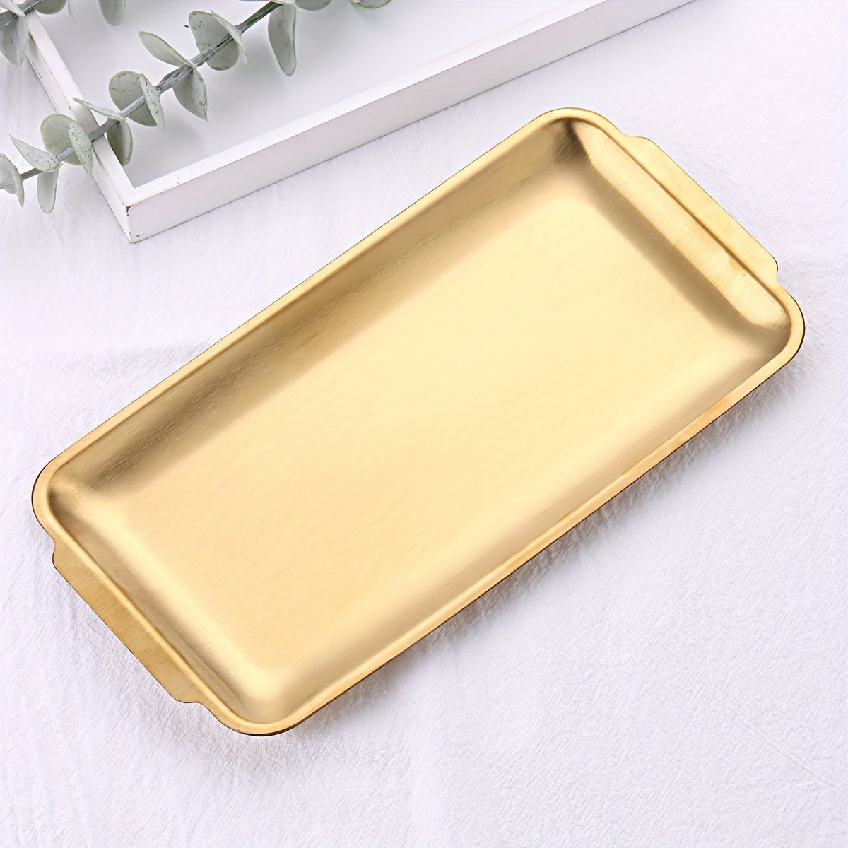 TEMU Square Golden And Silvery Stainless Steel Storage Tray, Nail Art Tool Storage Tray, Nail Scissors , Nail Desktop Tool Metal Storage Tray,