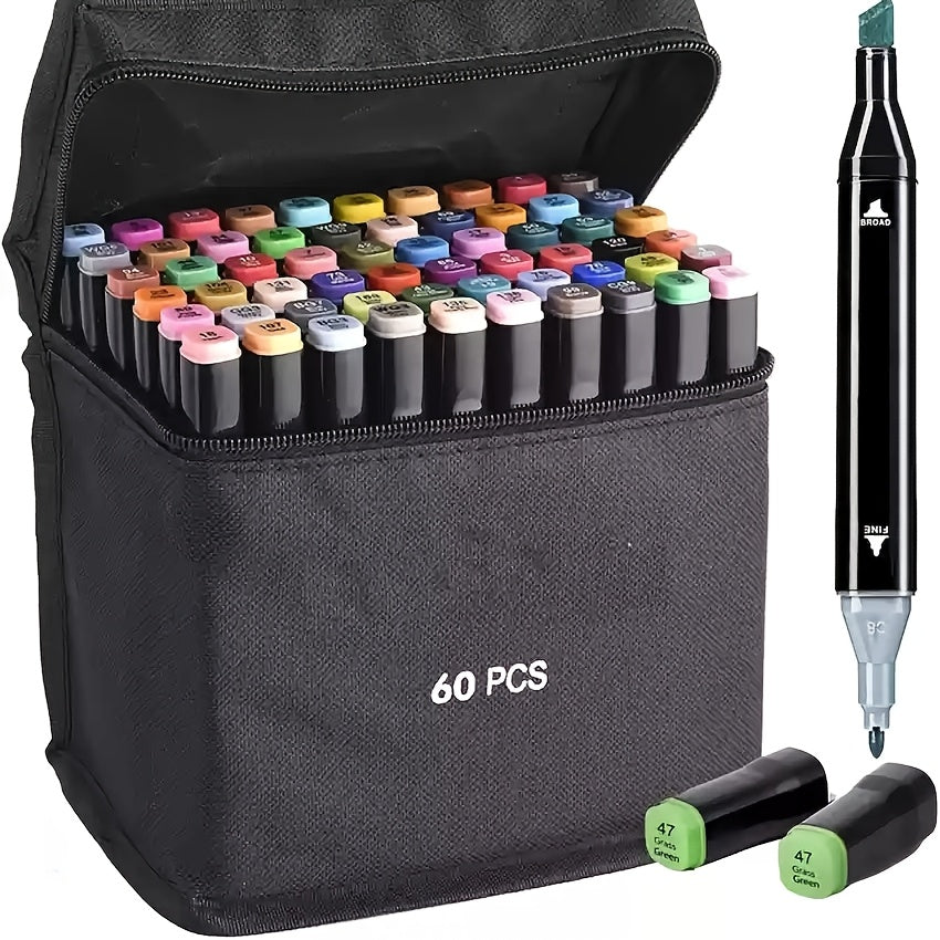 TEMU 262-168-120-80-color Alcohol-based Artist Markers | Dual-tip With Brush, Chisel & Fine Nibs For Adult Coloring Books, Calligraphy & Tattoo