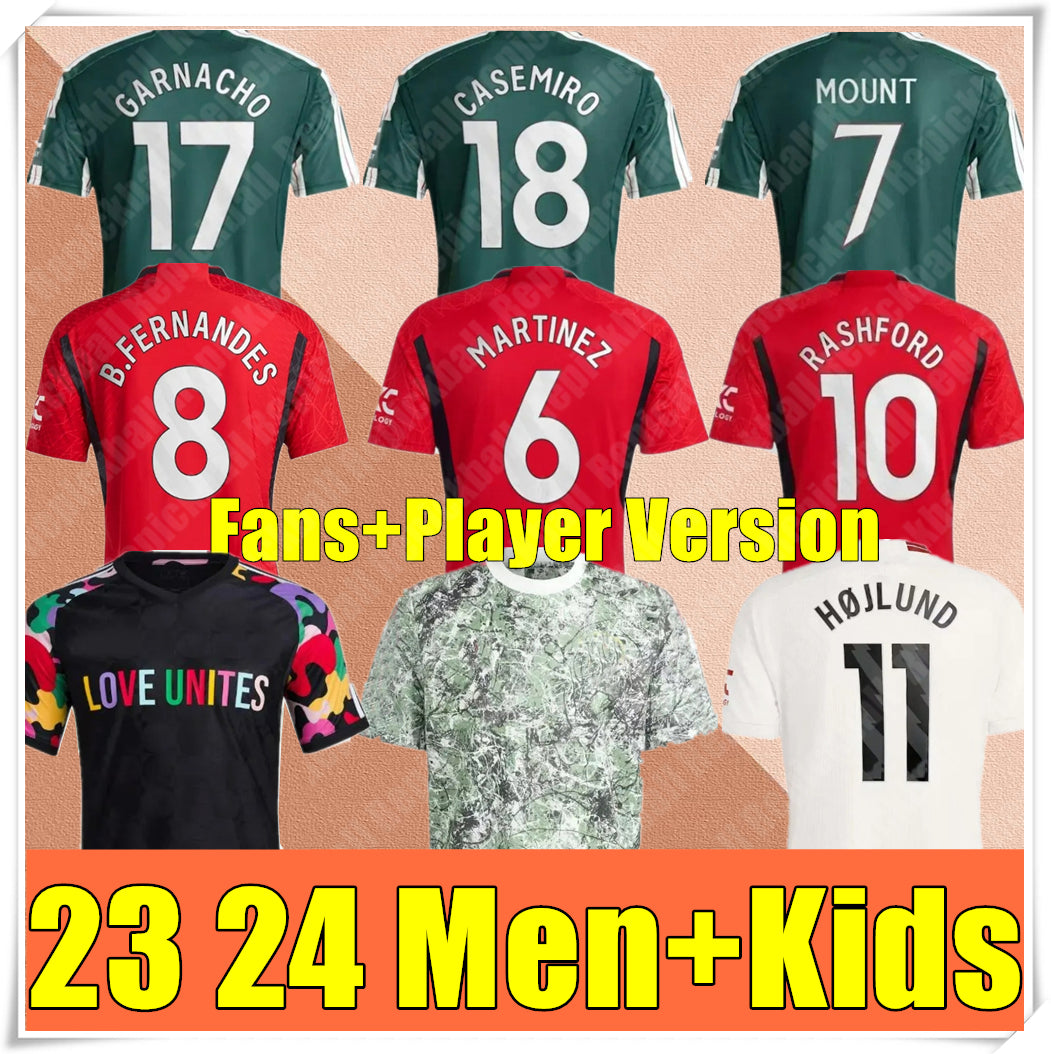 23 24 Soccer Jersey Kids Kit BRUNO FERNANDES B. FERNANDES MOUNT Football Shirts Home Away 3rd 2023 2024 MARTIAL RASHFORD Stone Roses Women Goalkeepe