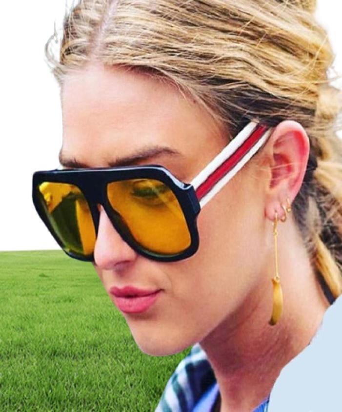 Oversized Sunglasses Women Brand Designer Retro Big Frame Red Green Sun Glasses 2018 New Flat Top Shades Clear Yellow Eyewear4734190