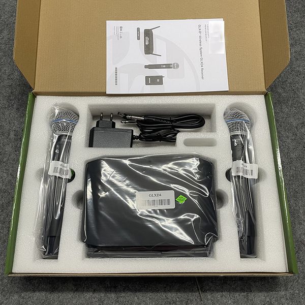 GLXD4 BETA58A Professional Wireless System Microphone UHF Dynamic Mic Automatic Frequency 80M Party Stage Host Church Karaoke KTV BETA 58A M