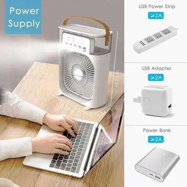 Electric Fans Portable 3 In 1 Fan AIr Conditioner Household Small Air Cooler LED Night Lights Humidifier Adjustment Home Dropshipping H25021