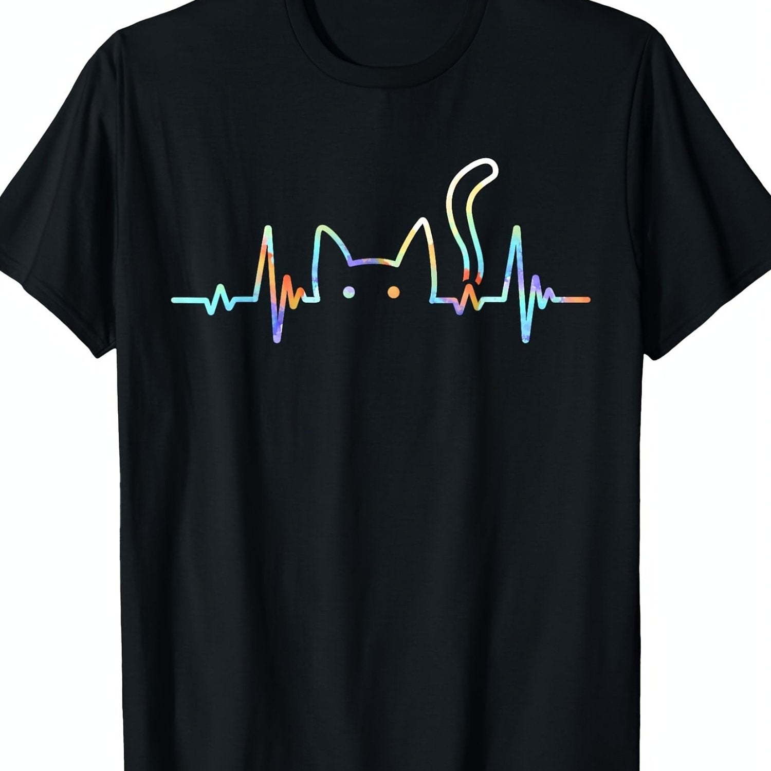 TEMU Lover Animal Silhouette Cute Cat T-shirt180g