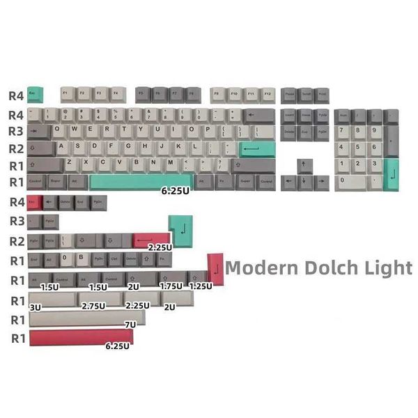 Keyboards 140 Keys-set GMK Modern Dolch Light Keyca PBT Dye Subbed Key Ca Cherry Profile For Keychron K2 65% 75% Anne GH60 GK64 z250209