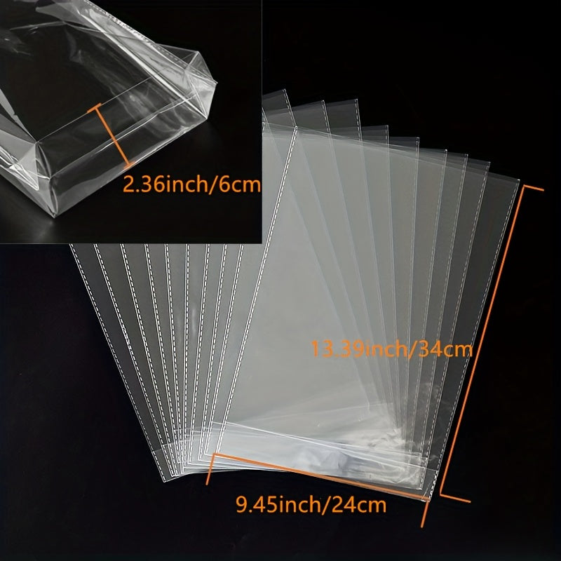 TEMU 50pcs Clear Plastic Cellophane Bags With Golden Twist Ties - Ideal For Party Favors, Candy, , Popcorn, Desserts & Bakery Items - & Packaging For