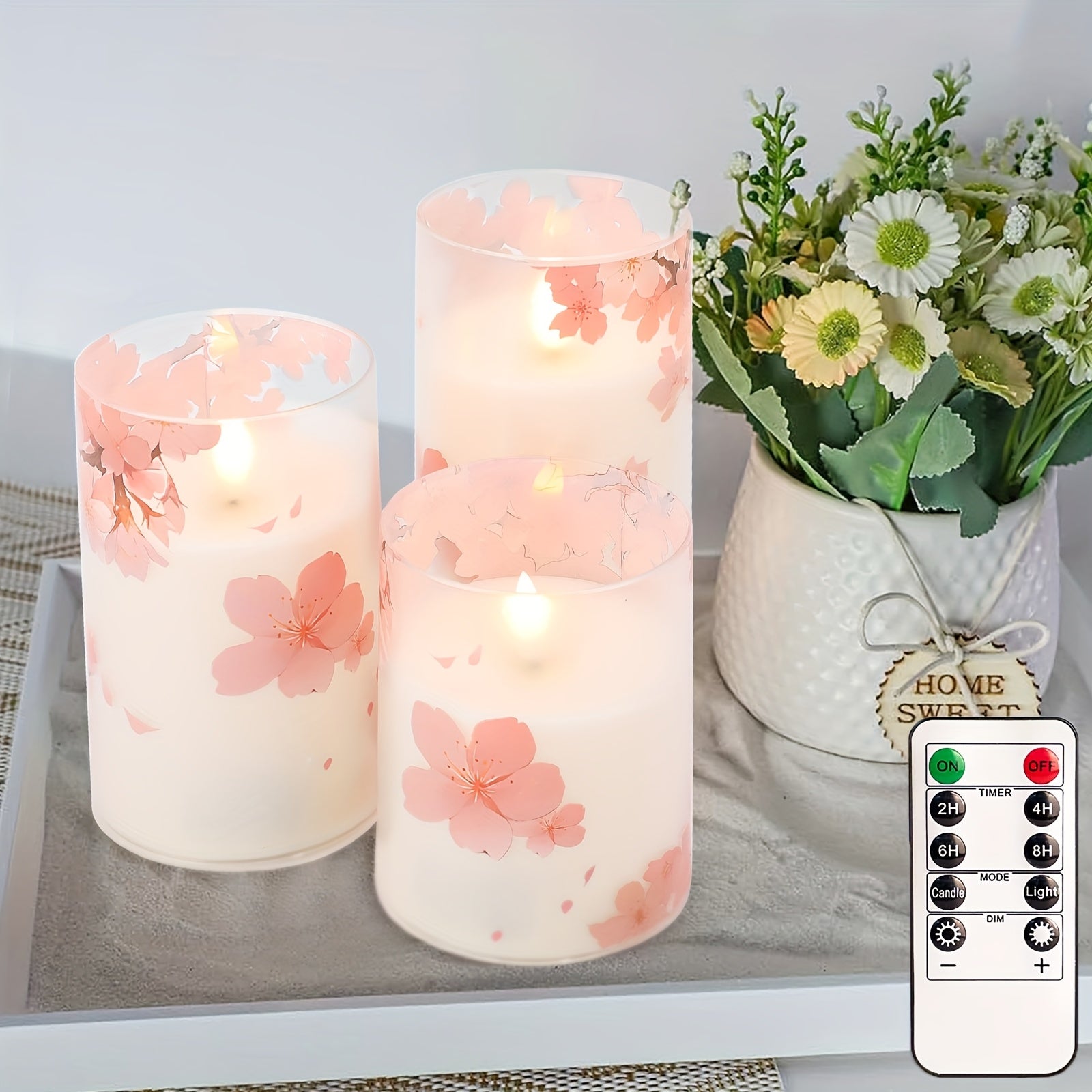 TEMU 3pcs, Plastic Flamelessflickering Candles Realistic Electric Pillar Candles, Battery Operated With 10-key Remotes And Cycling 24 Hours Timer For