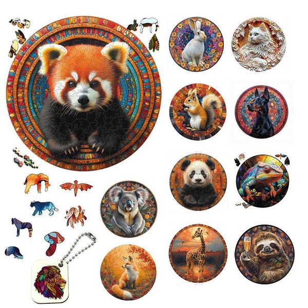 Unique Jigsaw Animal Wooden Puzzles for Adults Kids Mysterious Lion 3D Puzzle Gift Interactive Games Toy Education Fabulous W250117