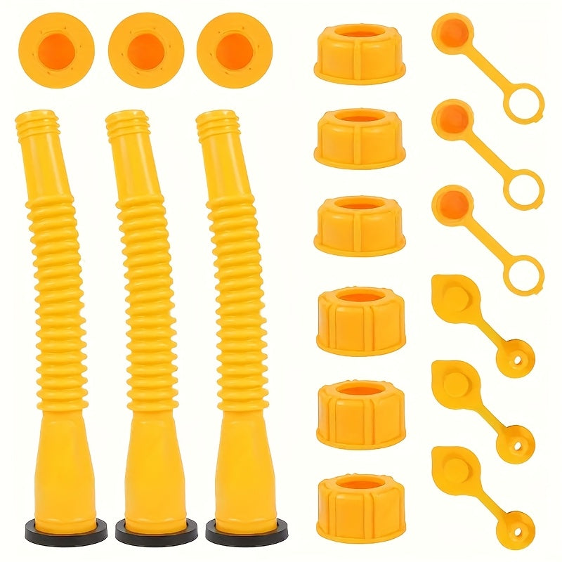 TEMU 3-nozzle Tanks Gas Tank Nozzle Replacement Kit Fits Most 1-2-5-10 Gallon, Replacement Gas Can Spout Replacement Kit With Caps And Stoppers For
