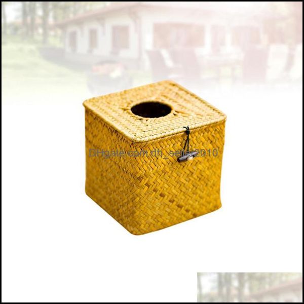 Tissue Boxes Napkins 1Pcs Bamboo Knitted Practical Storage Box Holder For Store Car El Drop Delivery 2021 Home Garden Kitchen Dinin Dhmow