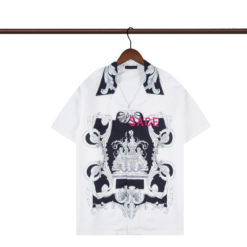 Mens Flower Tiger Print Shirts Casual Button Down Short Sleeve Hawaiian Shirt Suits Summer Beach Designer Dress Shirts size M-3XL