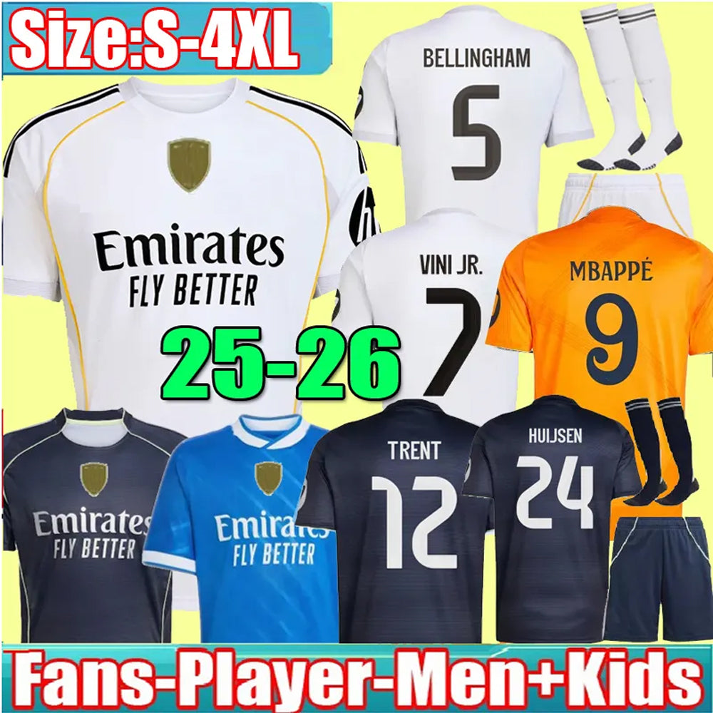 3XL 4XL Reals MBAPPE BELLINGHAM VINI JR MadrIdS 25 26 soccer jerseys MODRIC RODRYGO VALVERDE ENDRICK 2025 2026 Football Shirts CARVAJAL Men Kids Kit