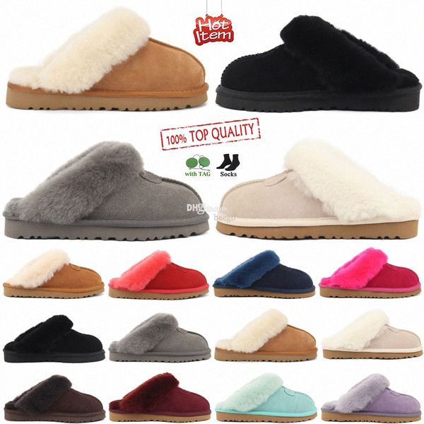 Australia Designer Fluffy Slipper Slippers Ug Coquette Scuffs Wool Shoes Sheepskin Fur Real Leather Classic Brand Casual Women Outside 4caM#