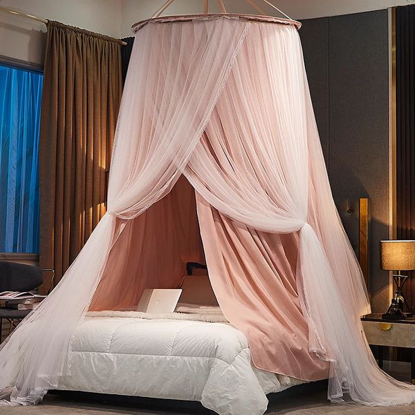 Hanging Dome Mosquito Net Bed Canopy Romantic Shading Double Layer Bed Valance Anti-mosquito Home Textiles Bedcover Curtain 240306