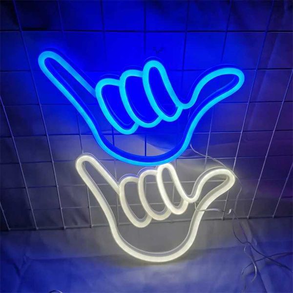 Led Neon Wall Decoration I Love You Peace Gesture Finger Night Light Bedroom Living Room for Christmas Birthday Days Bar Decor M250118