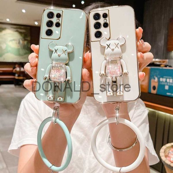 Cell Phone Cases Candy Bead Bear Holder Bracelet Strap Phone Case For Samsung S23 S10 S20 S21 S22 plus Ultra Note 10 20 Pro FE A53 52 Cover
