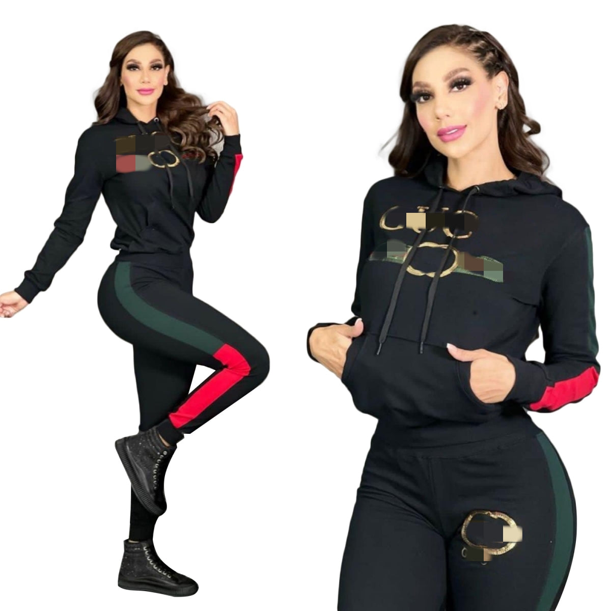 Women&#039;s Two Piece Pants Hooded Two Piece Pants Women Tracksuits Long Sleeve Pullover and Trousers Set Free Ship