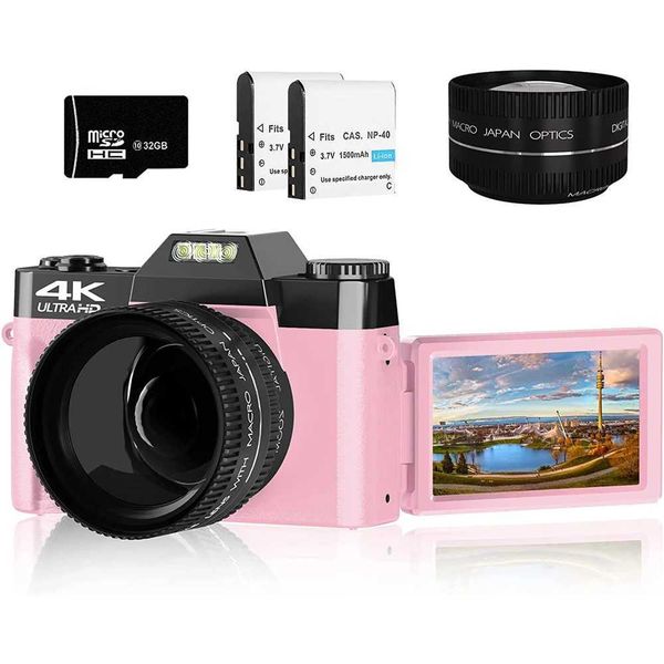 Pink Color Female Digital Camera Flip Screen 4K Vlog Selfie Camera Youtube Live WIFI Network Camera Macro Photography M240831