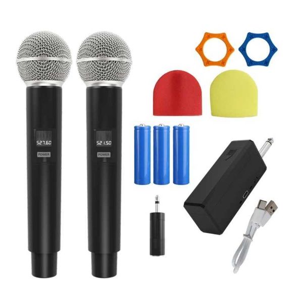 2.4GHz Rechargeable Wireless Microphones Set Handheld Metal Microphones for Karaoke KTV Wedding ChurchM240815