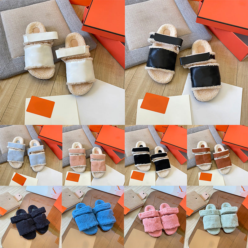 Designer Slippers women sandals winter Indoor Fashion Top quality lady Scuffs Solid black white red green Slippers Cotton Fabric Daily Outfit outdoo