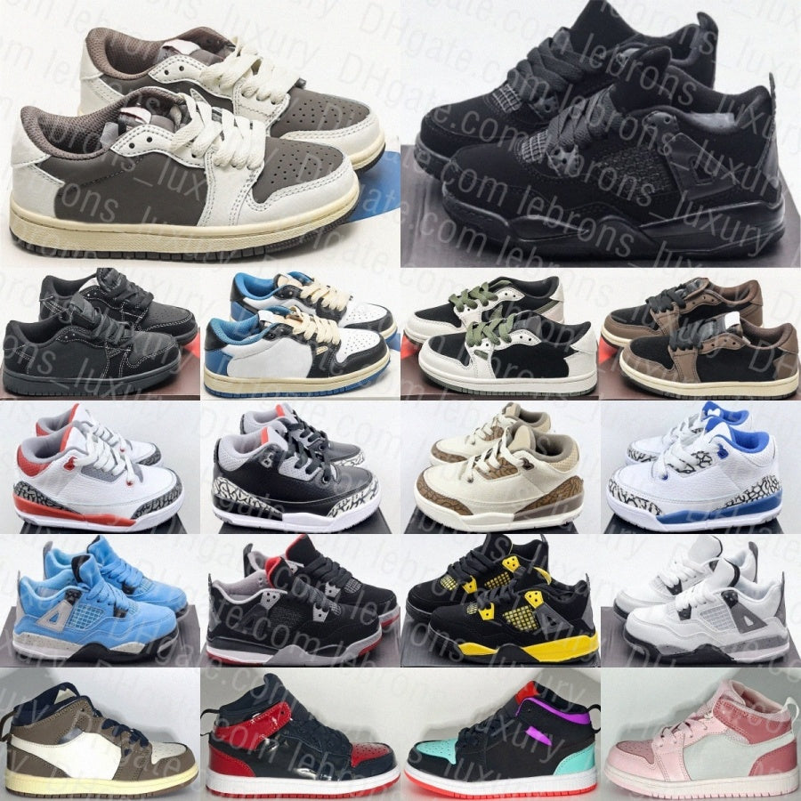 Basketball Kids Black Cat Shoes Mocha Boys Girls Sneakers Olive Toddler Trainers Pink Multicolor Baby unc Grey Blue Palomino Fire Red Thunder Patent