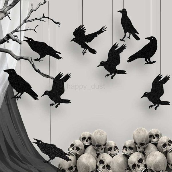 Black Crow Bird Cage Garlands Banner 2024 Halloween Party Hanging Ornaments for Wedding Birthday Baby Shower Decoration SuppliesCL240725