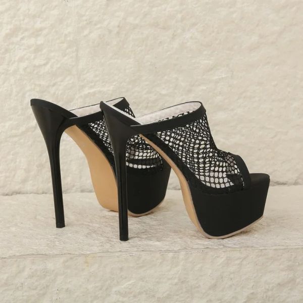 35-42 Platform Size Slippers For Women Fashion Breathable Mesh Peep Toe Extreme High Heels Sandals Summer Shoes Lady Pumps 4458
