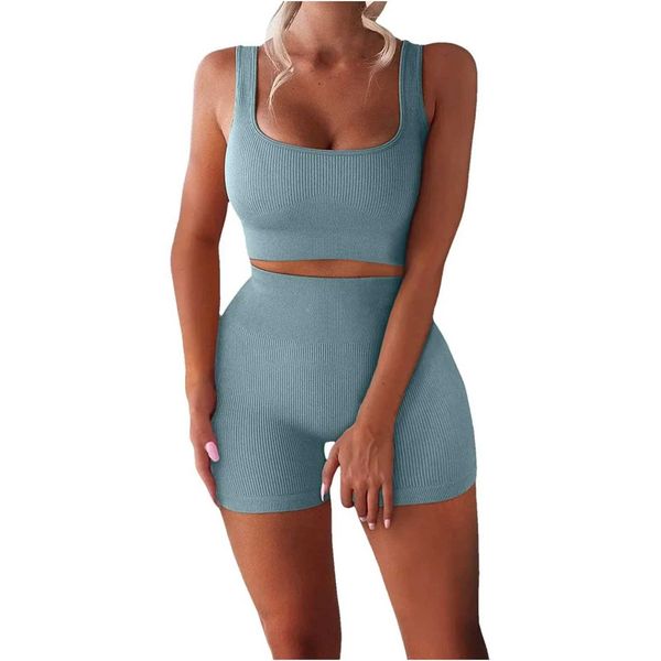 Colete de fitness sexy de fitness de fitness de duas peças coletes de coletor com cintura alta ioga yoga short