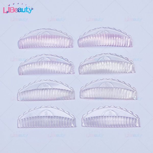 Libeauty 4 pares reutilizáveis silicone haste de cílios pegajosos almofadas de elevação de cílios pegajos