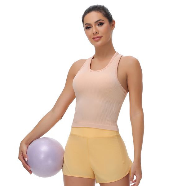 Gym Yoga Bra Backless Crop TopWomen Fitness Sleeveless Vest Double Layer High Elastic Moisture Absorption and Sweat Removal Running Gym Shir