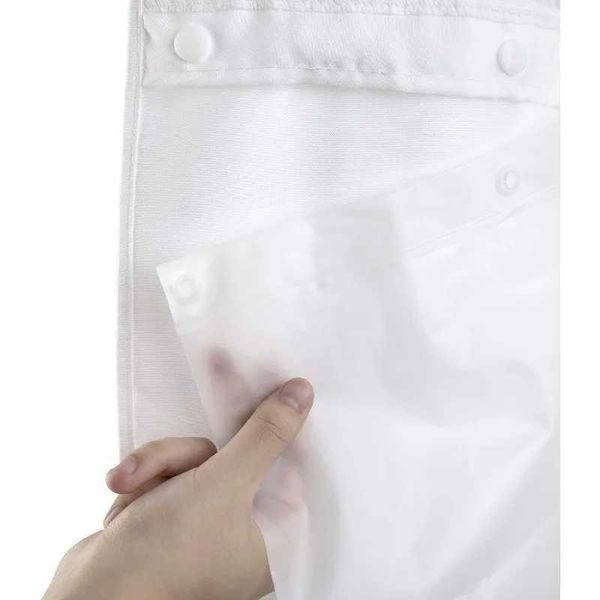 Waterproof Snap-in Shower Curtain Liner Replacement No Hook to Attach and Snap On-Off Frost 70x54T250210